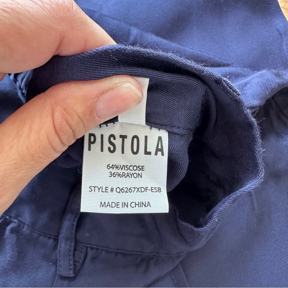 Pistola Blue Satin Eleanor High Rise Tapered Pants with Relaxed Fit, EUC - Picture 4 of 8